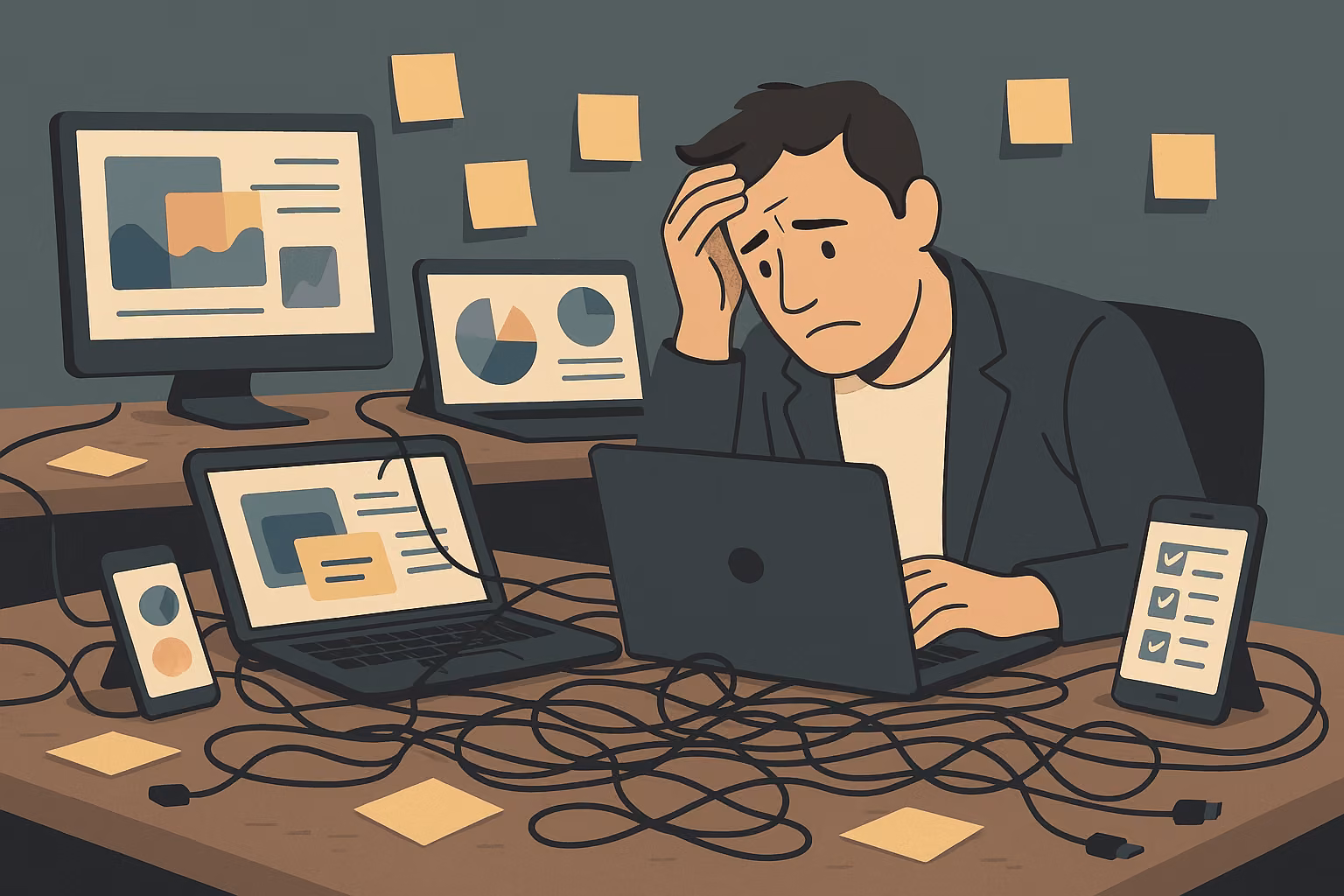 Ilustración de las complicaciones de digitalizar una empresa